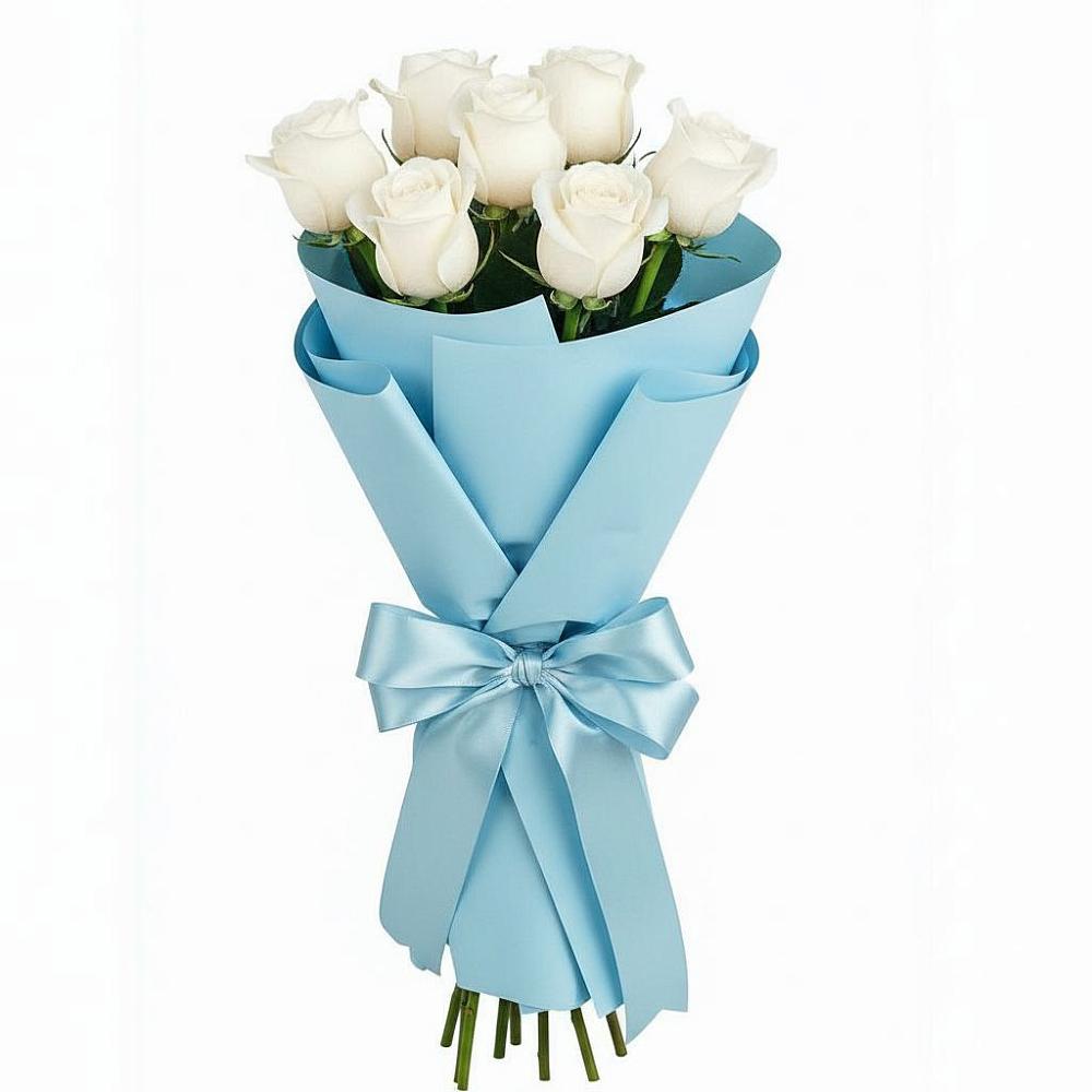 Букет 7 белых роз Проуд в Хатукайском