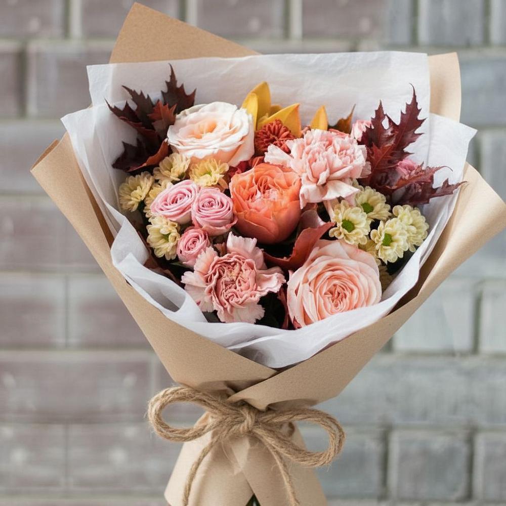 Букет цветов из: Гвоздики, Хризантемы и Розы в Хатукайском