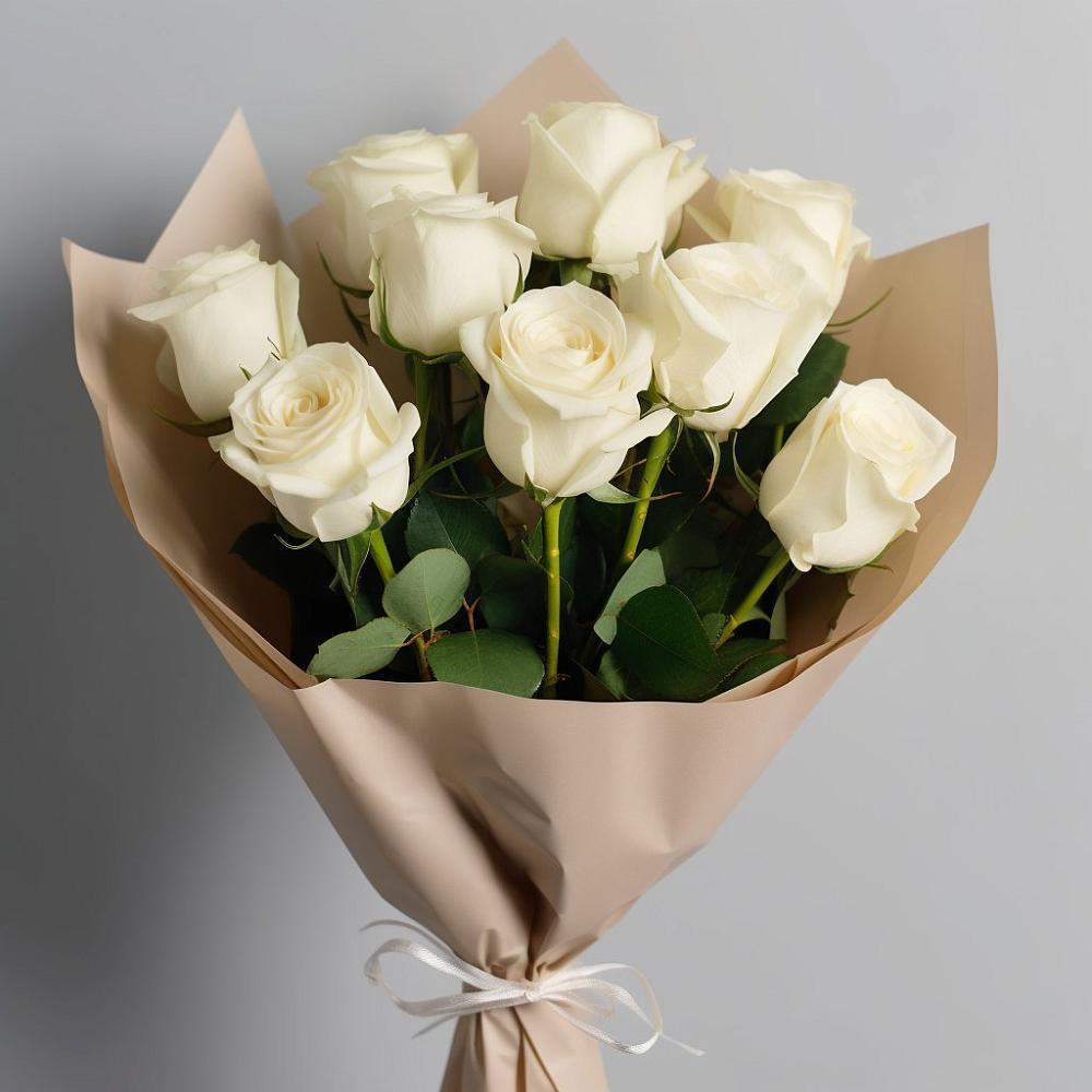 Букет 9 Белых роз Эдлесс Лав в Хатукайском