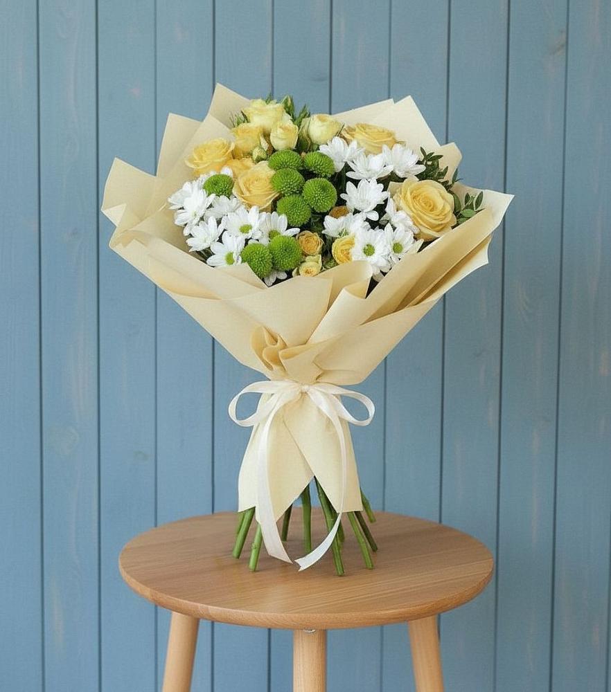 Букет цветов из: Хризантемы и Розы в Хатукайском