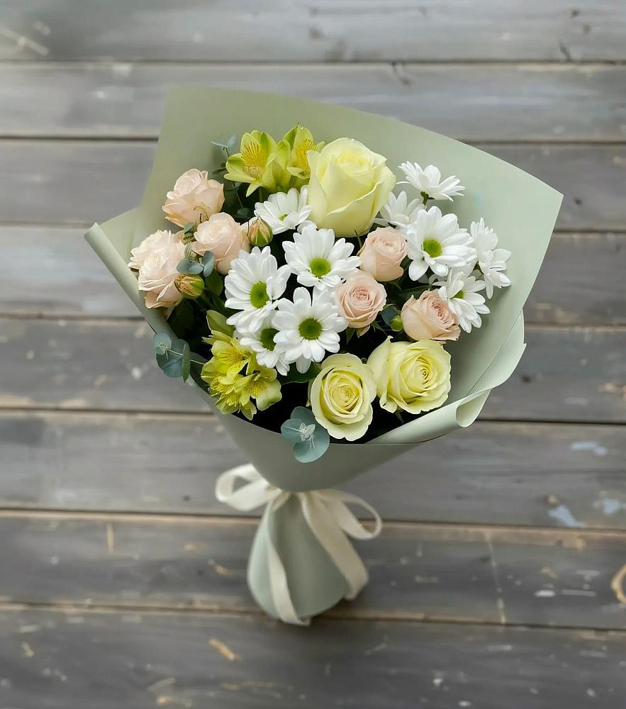Букет цветов из: Альстромерии, Розы и Хризантемы в Хатукайском
