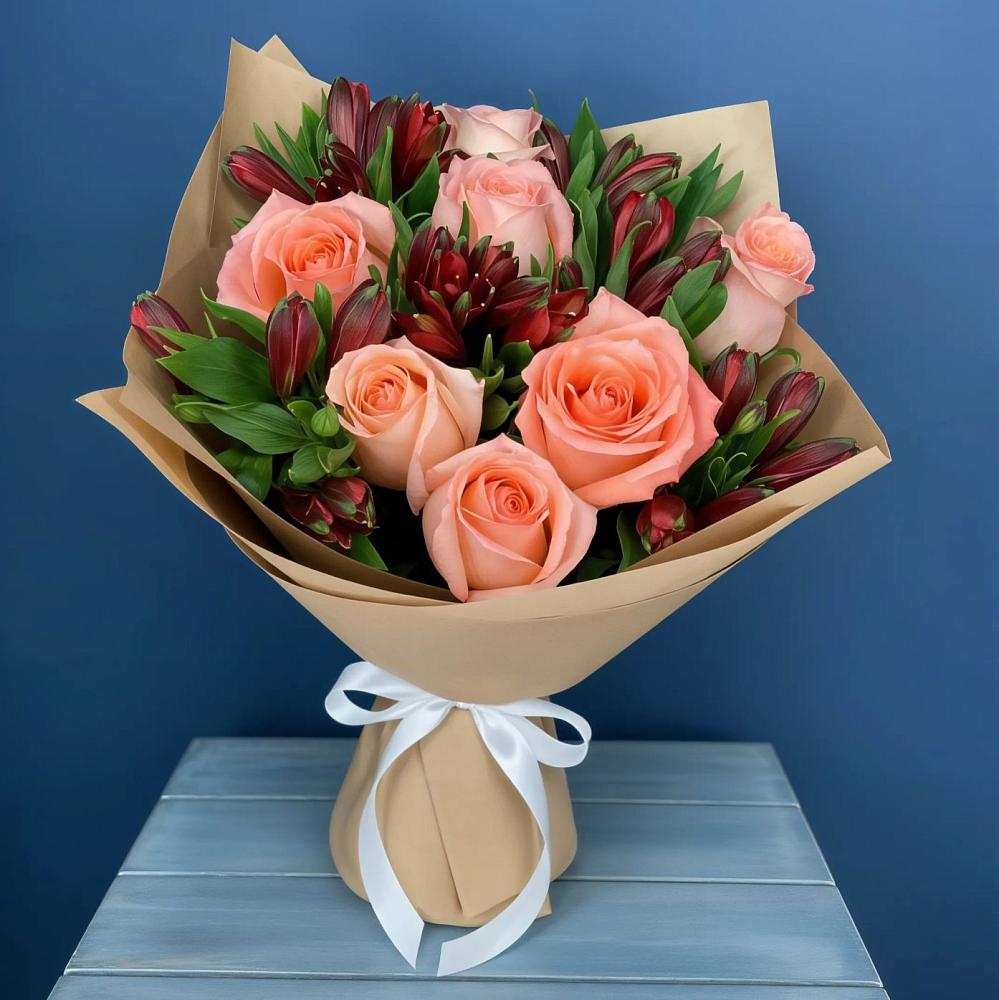 Букет цветов из: Розы и Альстромерии в Хатукайском