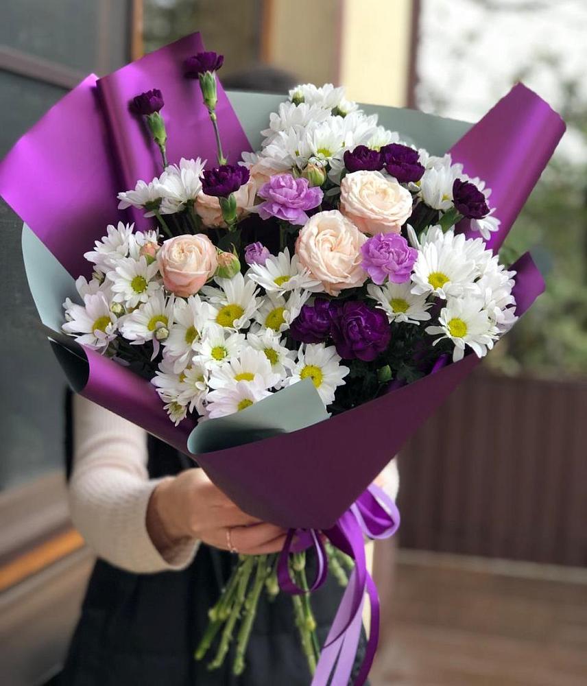 Букет цветов из: Хризантемы, Гвоздики и Розы в Хатукайском