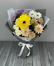 Букет цветов из:  Розы, Герберы и Хризантемы в Хатукайском