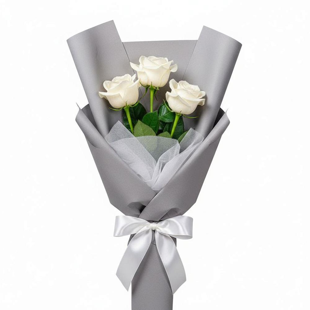 Букет 3 белые розы в Хатукайском