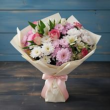 Букет цветов из:  Хризантемы, Альстромерии и Розы в Хатукайском