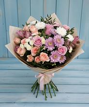 Букет цветов из:  Хризантемы, Розы и Альстромерии #REPLACE_PRED# Хатукайском