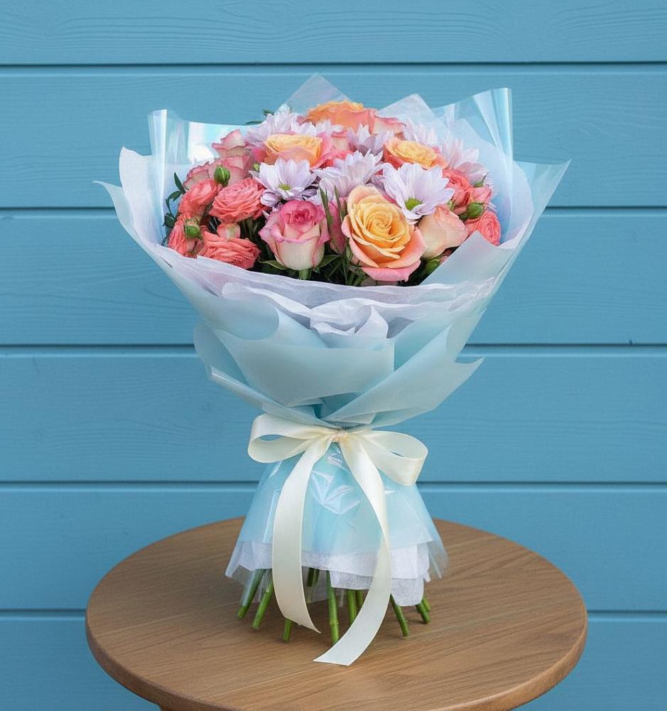 Букет цветов из: Хризантемы и Розы в Хатукайском